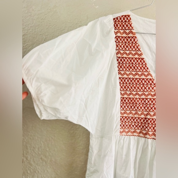 Madewell NNT Embroidered Poplin V-Neck Mini Dress SIZE XL with pockets - Picture 12 of 14